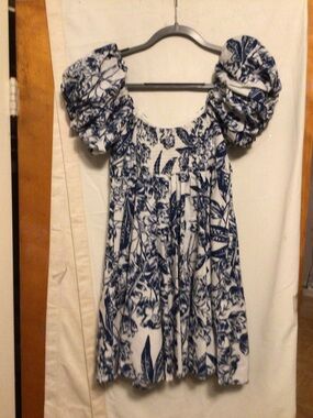 Abercrombie & Fitch smocked  milkmaid puffy sleeve mini dress SZ MP